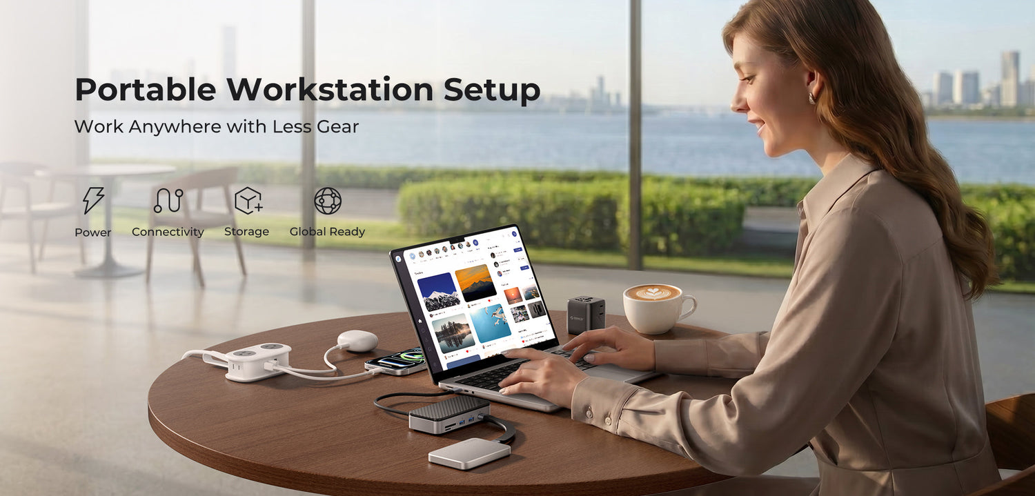 Portable Workstation Setup for Travel & Remote Work ORICO