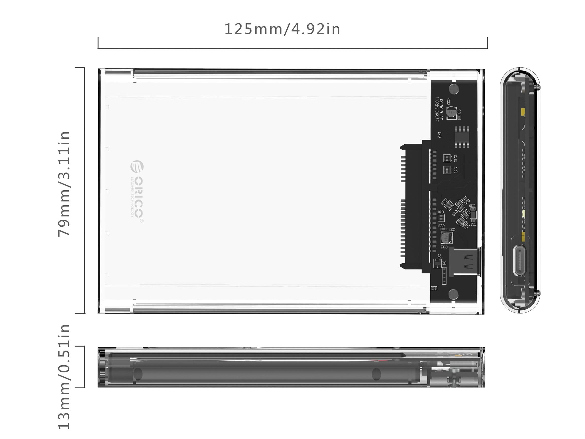 ORICO 2.5 Inch SATA to USB Transparent HDD Enclosure - Orico