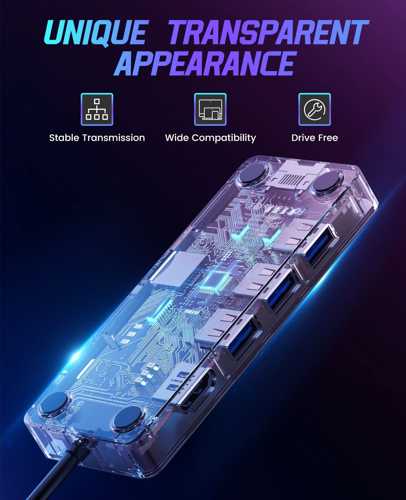 ORICO Transparent Series 8 in 1 Interface Type-c Hub - Orico