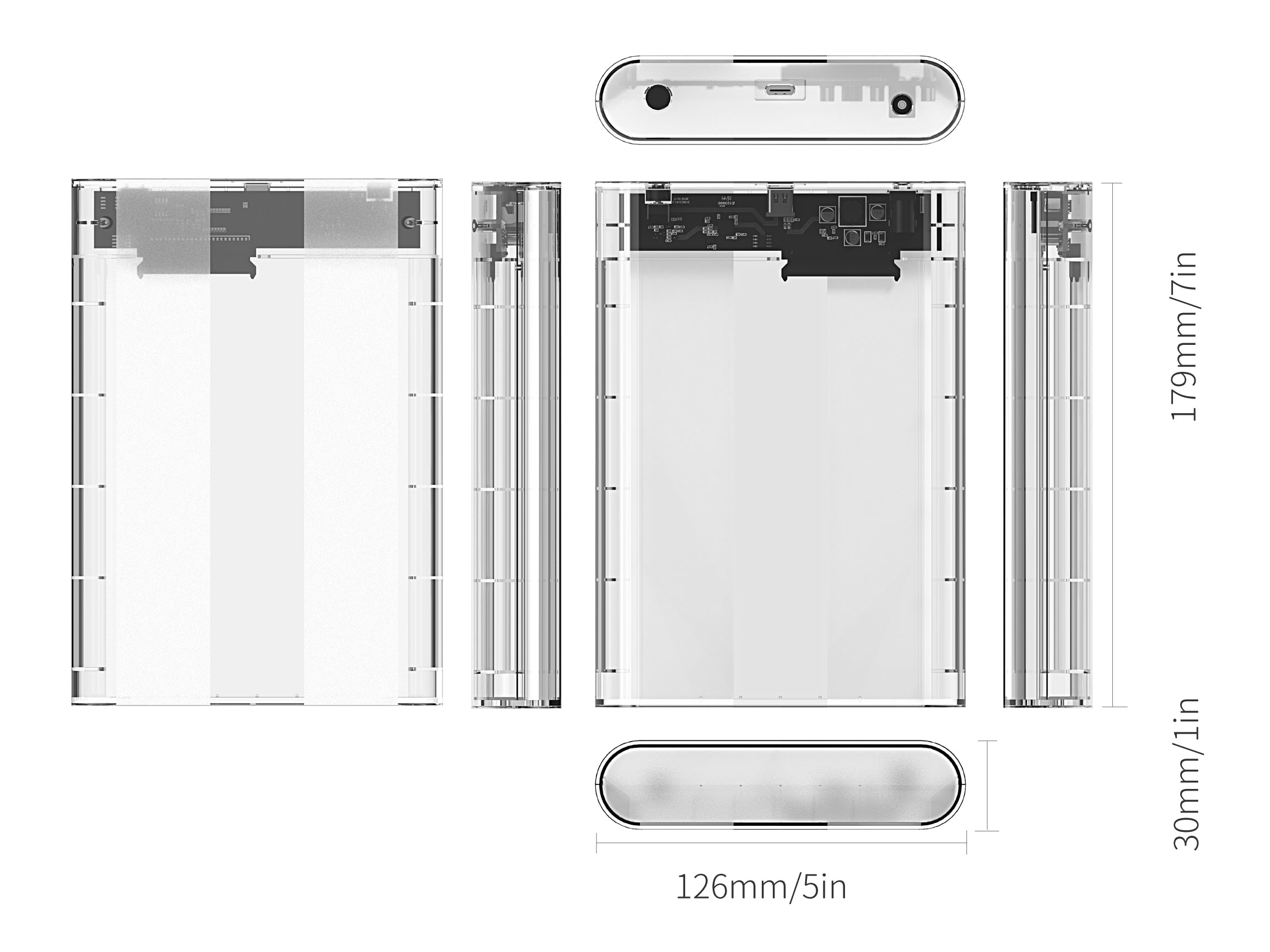 ORICO 3.5 Inch SATA to USB Type-C Transparent HDD Enclosure