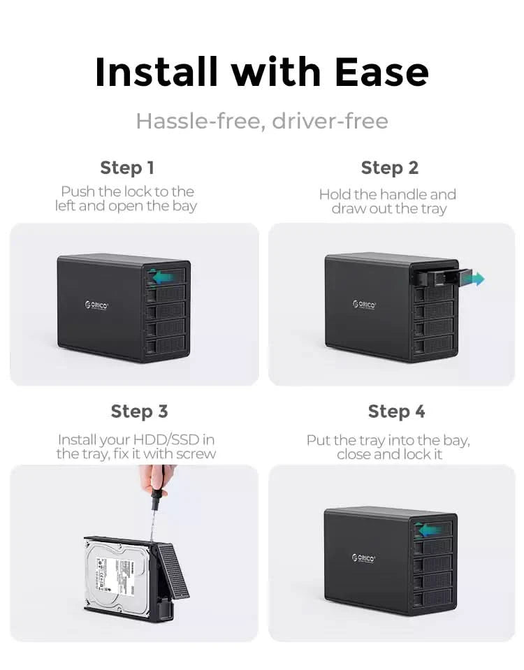 ORICO All Aluminum Daisy Chain 5 Bay Hard Disk Enclosure(with RAID) - Orico