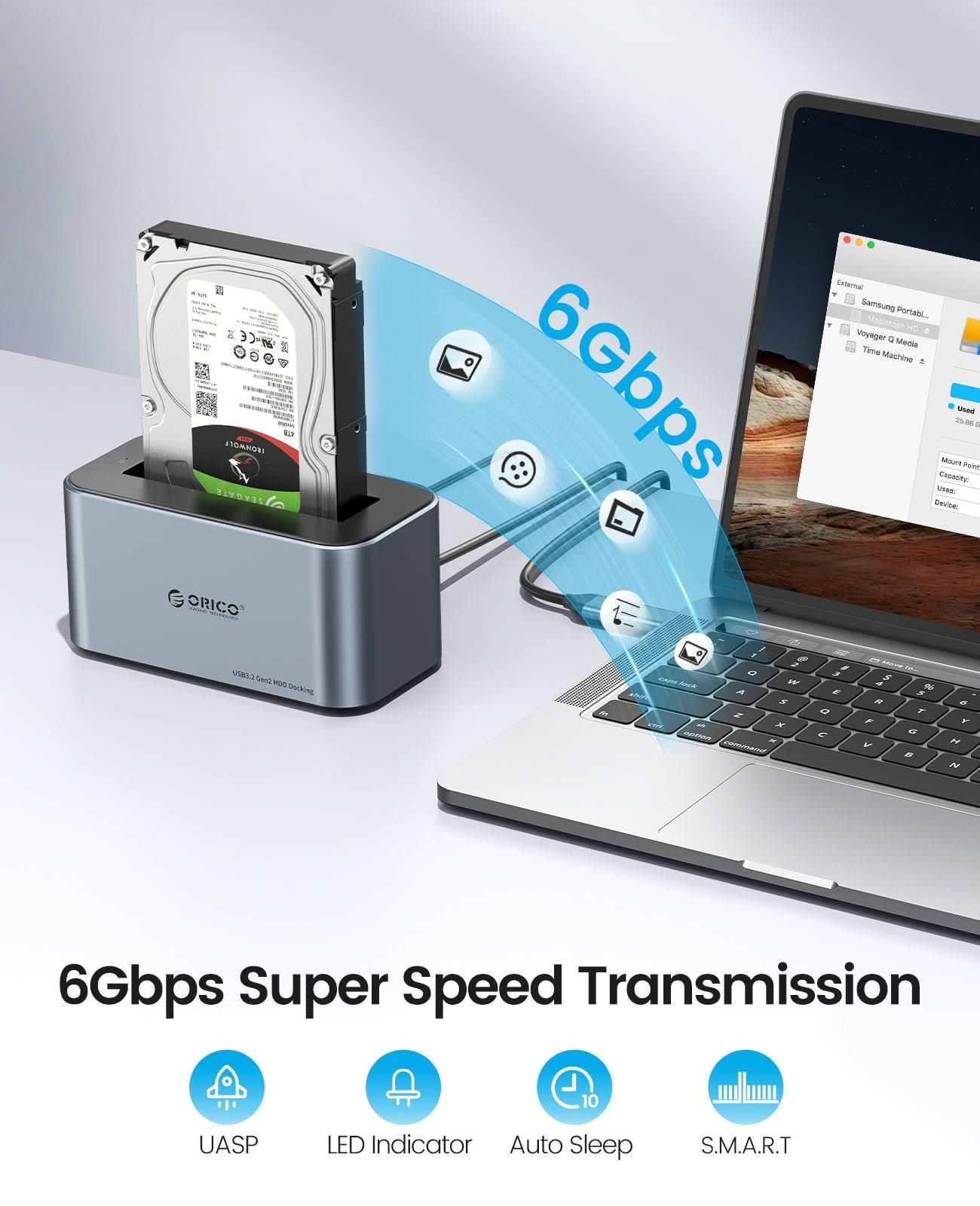ORICO Single Bay Alluminum Typp-C SATA HDD/SSD Docking Staion - Orico