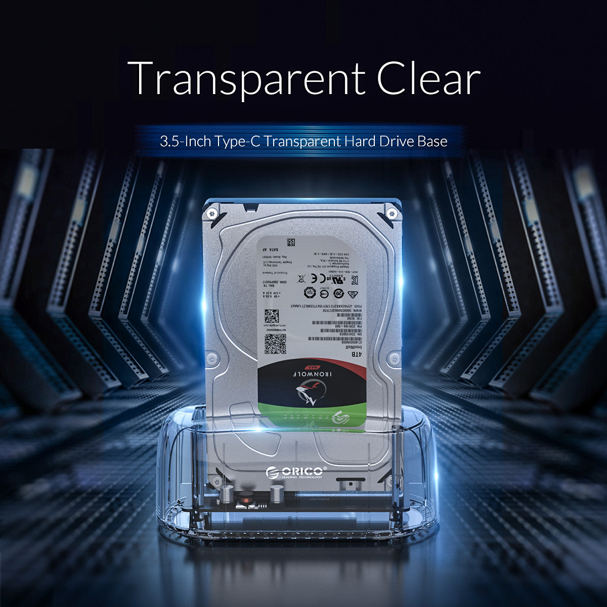 ORICO 3.5-Inch Type-C Transparent Hard Drive Docking Station