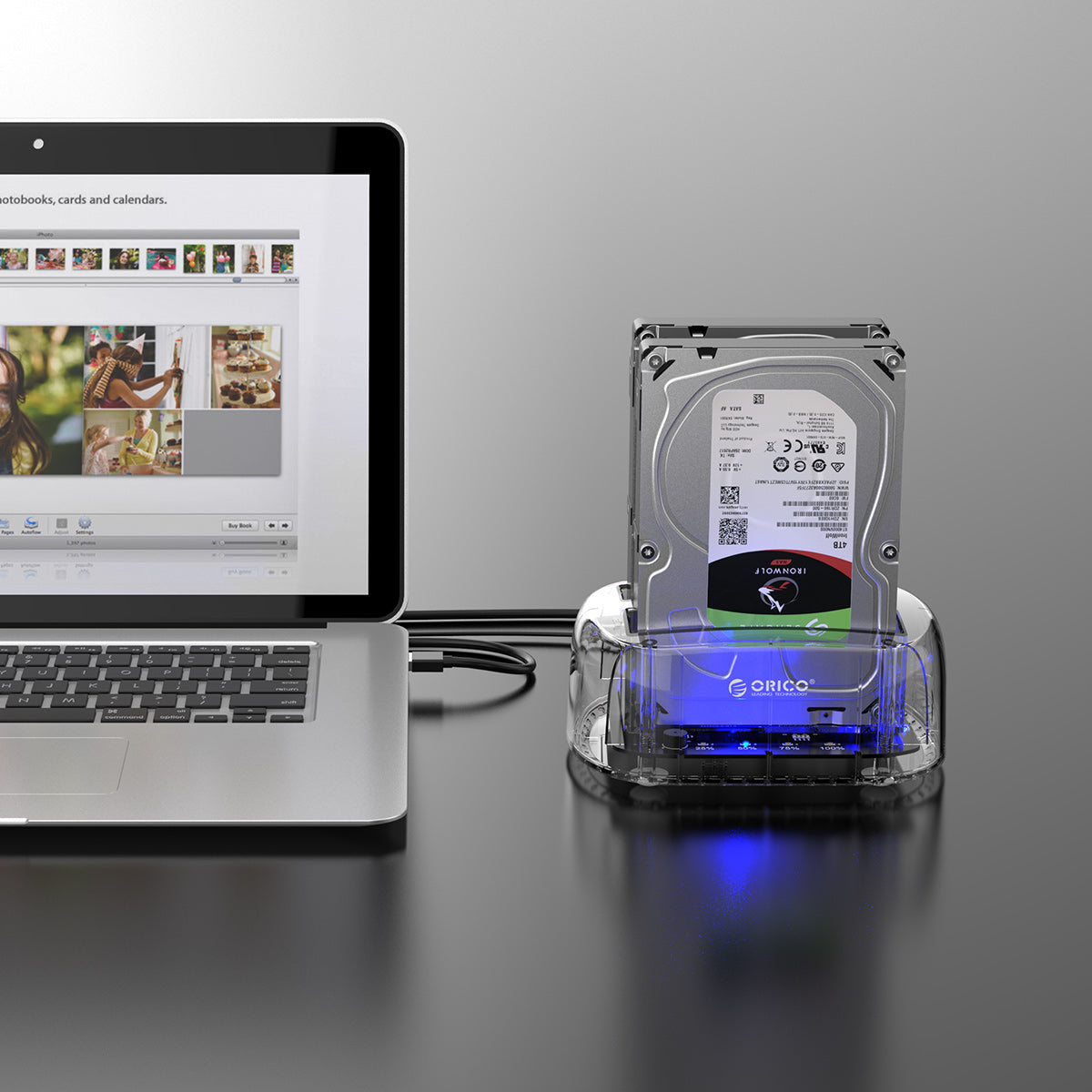 ORICO 3.5-Inch Type-C Transparent Dual-Bay Hard Drive Docking Station