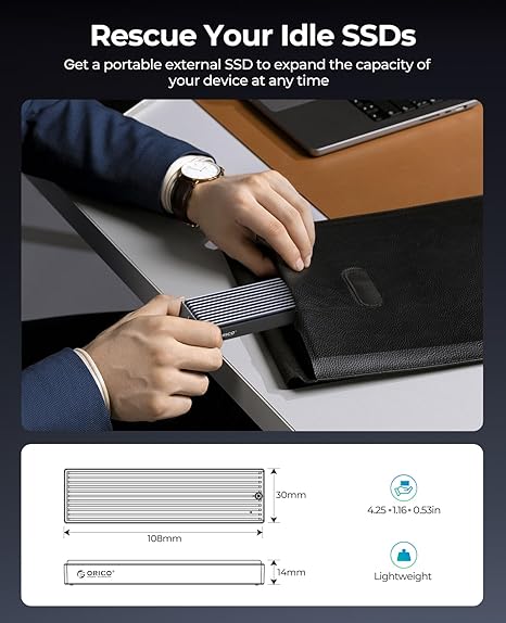 ORICO 10Gbps M.2 NVMe penutup SSD bergaris hitam