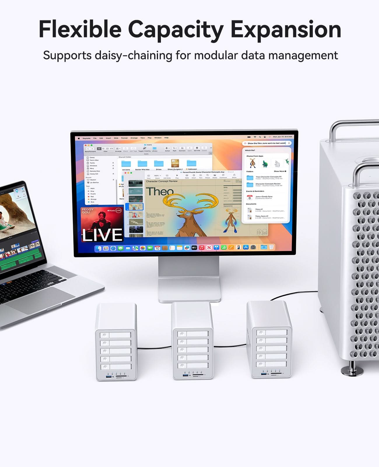 ORICO multi-bay DAS storage enclosures connected with daisy-chain expansion for modular large-capacity data storage