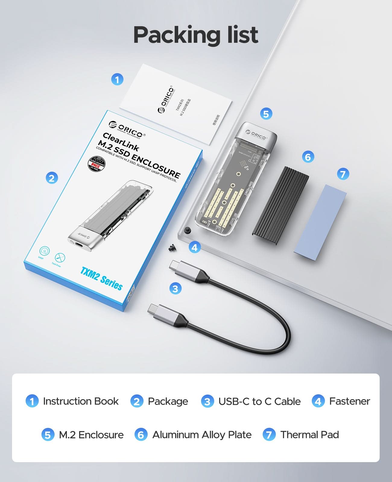 ORICO TXM2M Transparent 10Gbps M.2 NVMe SSD Enclosure - Orico