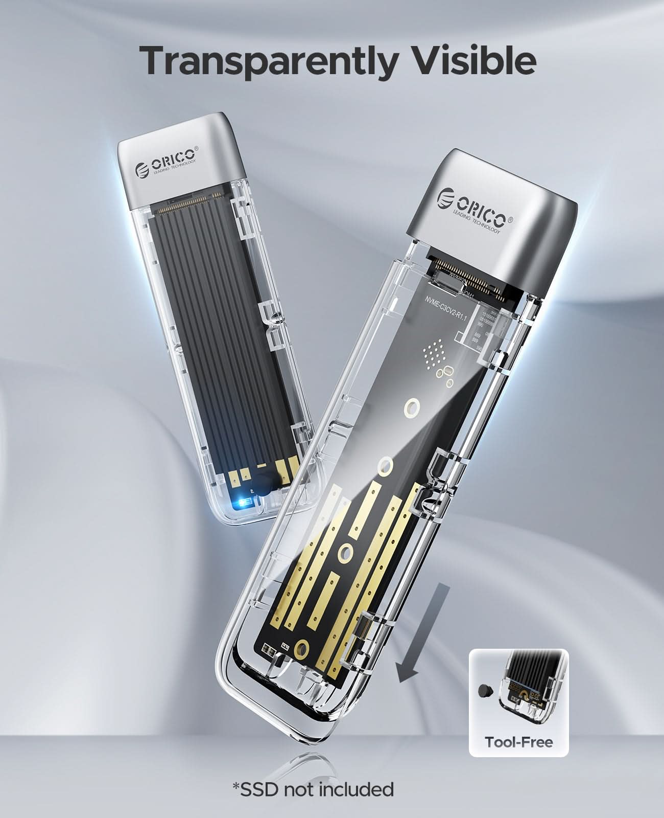ORICO TXM2M Transparent 10Gbps M.2 NVMe SSD Enclosure - Orico