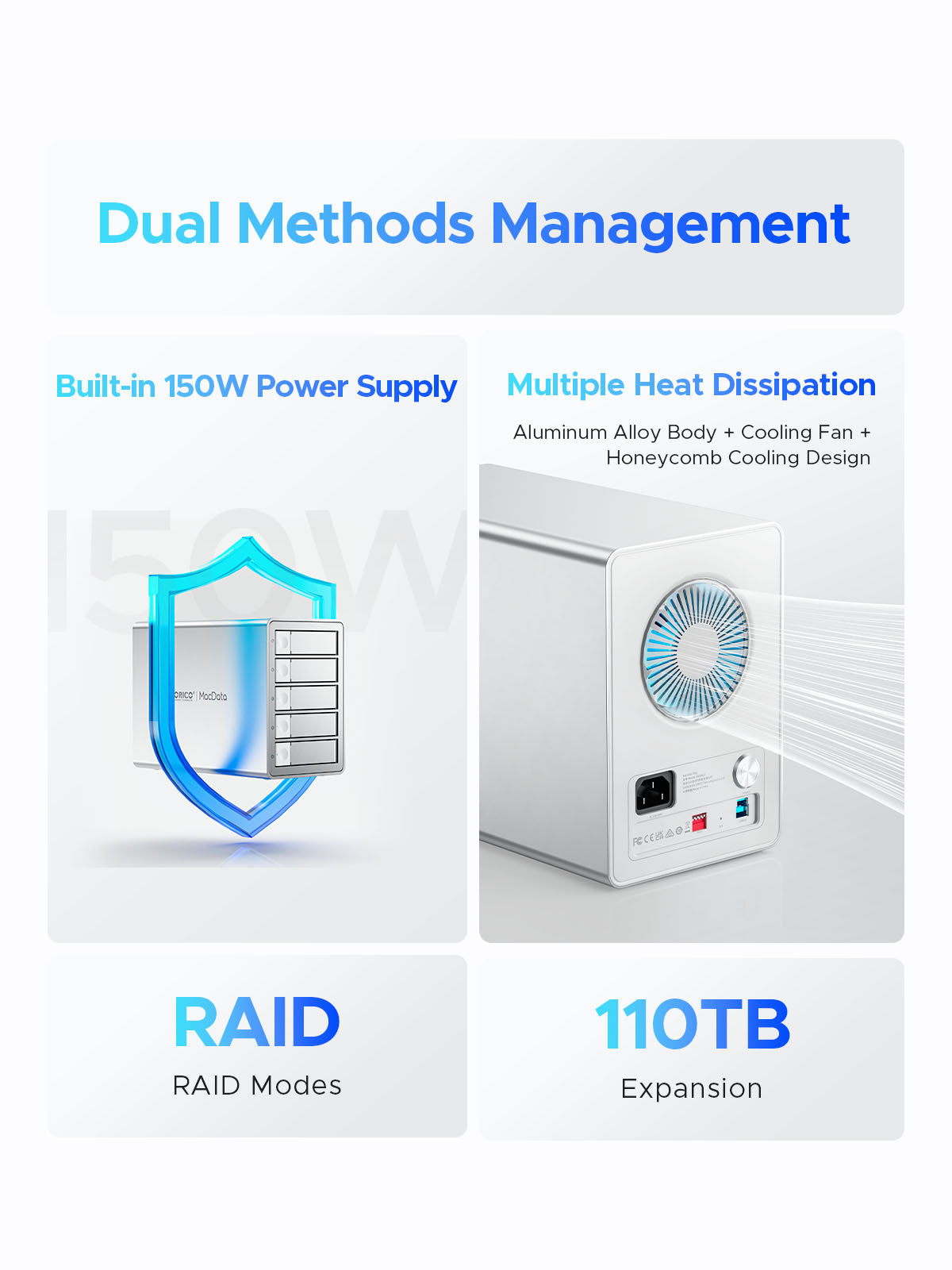 ORICO 99 Series Multi Bay Type-C SATA Enclosure Daisy-Chain DAS Solution With RAID