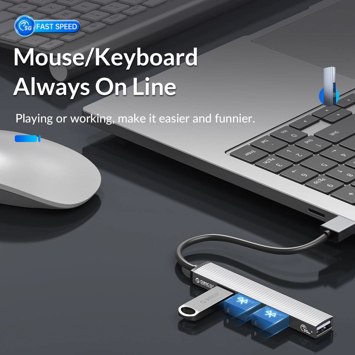 ORICO AH-A13 4-Port USB-A HUB with Aluminum Case ORICO