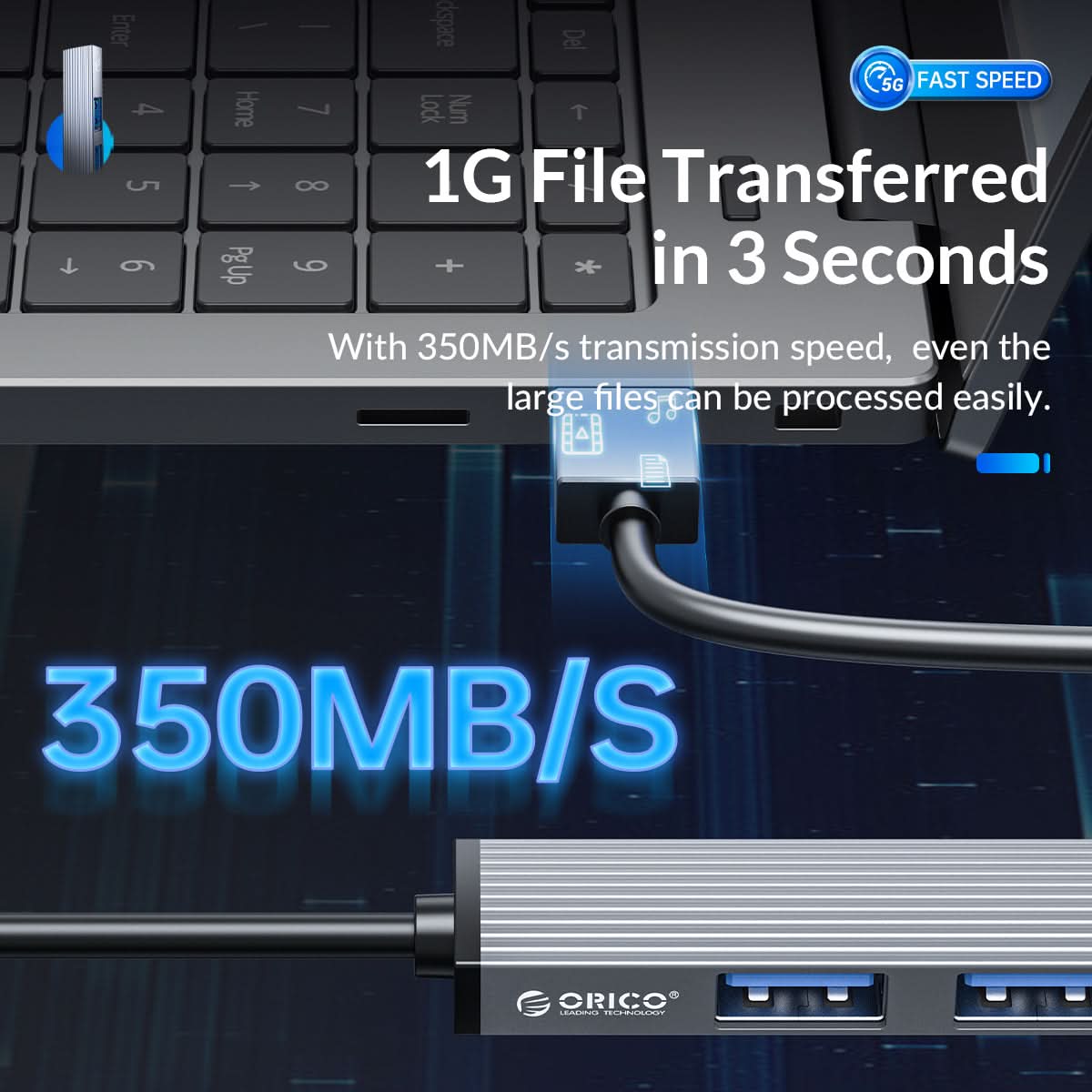 ORICO AH-A13 4-Port USB-A HUB with Aluminum Case ORICO