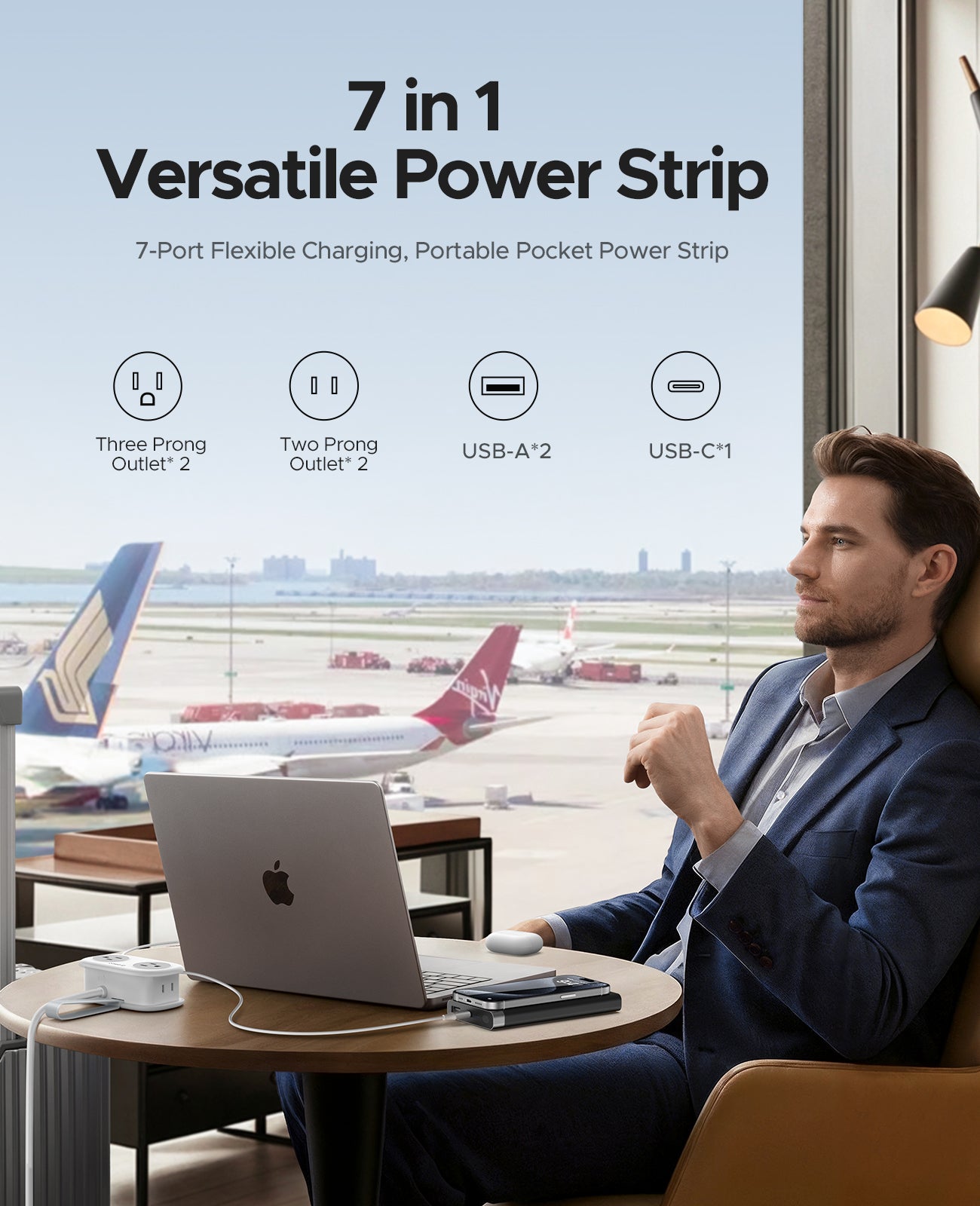 ORICO AP3 Pocket Travel Power Strip with USB-C 15.5W