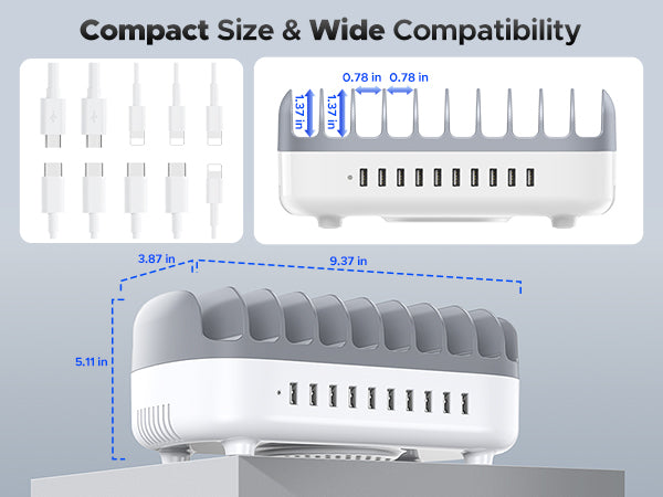 ORICO 10-Port Charger Dimensions.