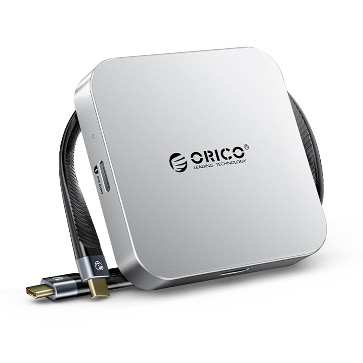 ORICO Air5 ultra-thin magnetic SD TF card reader with USB-C cable in silver aluminum design