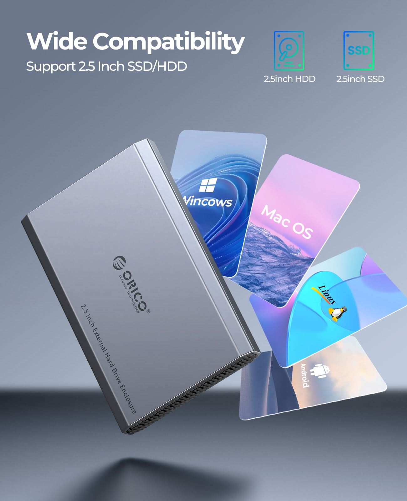 ORICO 2.5 inch Type-C 6Gbps Aluminum SATA HDD/SSD Enclosure - Orico