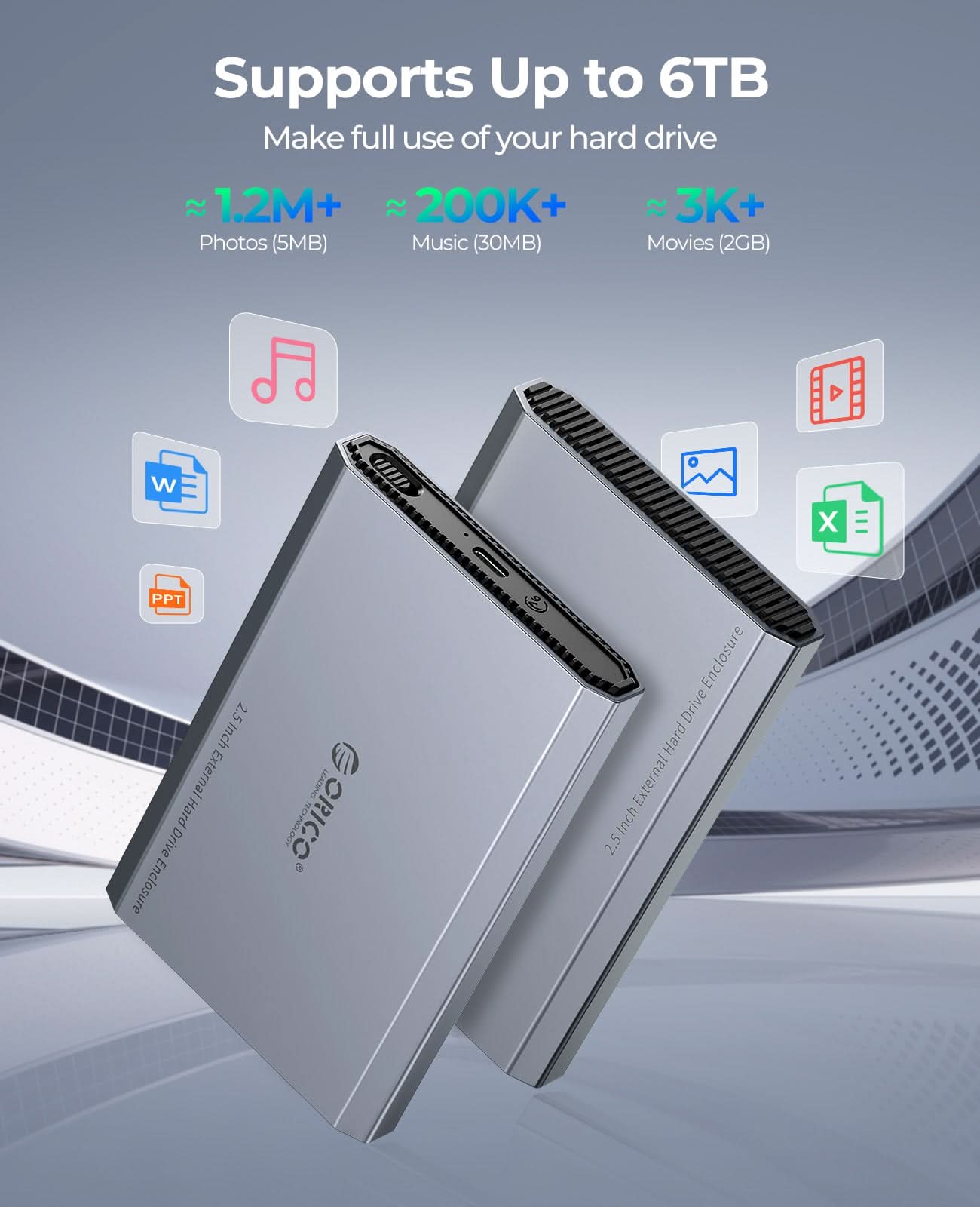 ORICO 2.5 inch Type-C 6Gbps Aluminum SATA HDD/SSD Enclosure - Orico