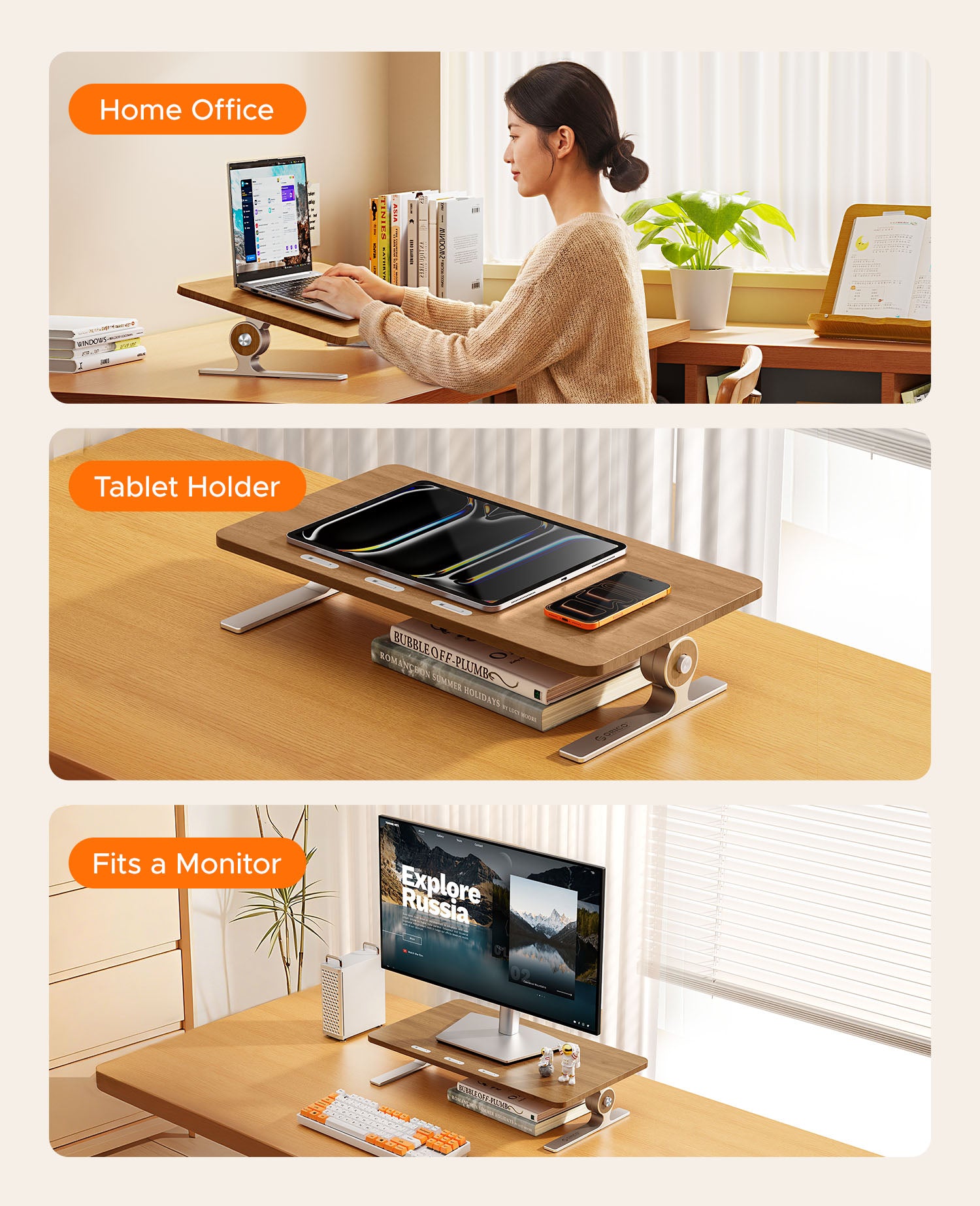 laptop riser stand used for home office tablet holder and monitor setup