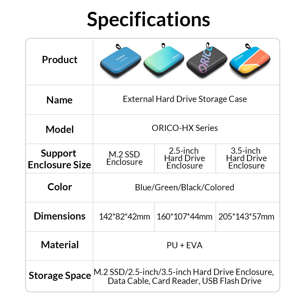 ORICO 2.5-Inch PU & EVA Hard Drive Case - Orico