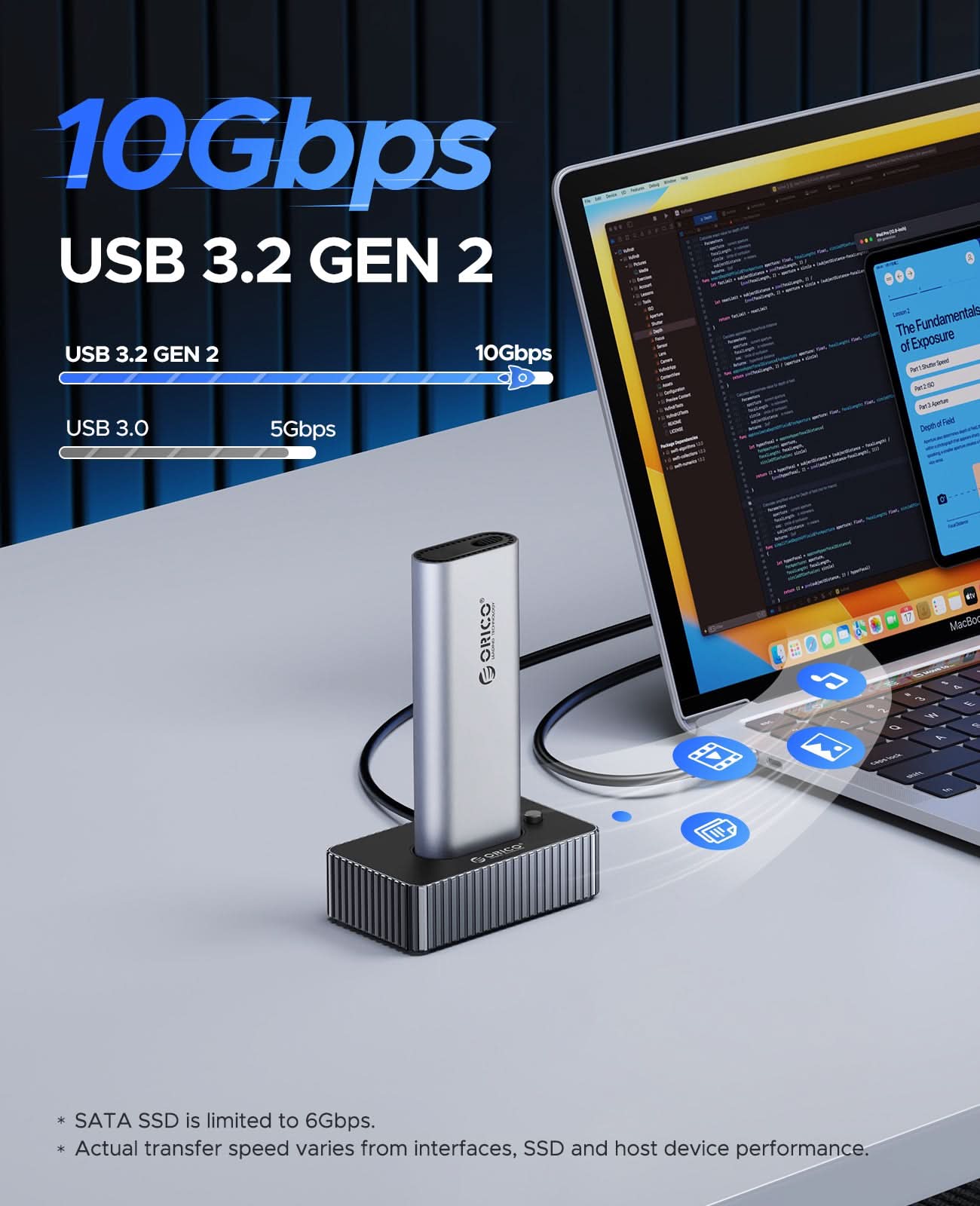 ORICO M.2 SSD Docking Station with Heat Sink Enclosure - Orico