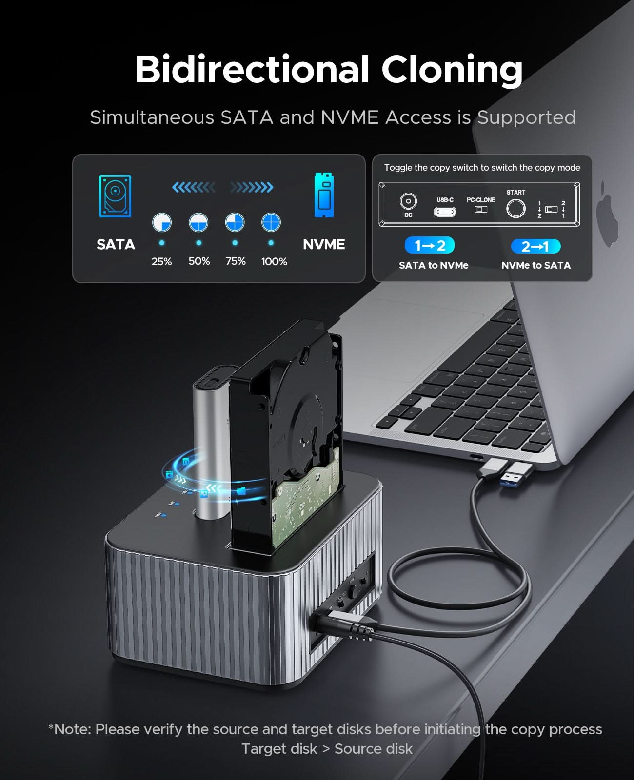 ORICO M.2 SSD & SATA HDD Dual Bay Docking Station - Orico