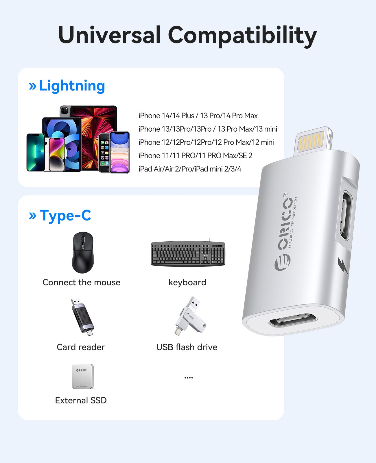 ORICO LC10 Lightning to USB-C Adapter with Charging