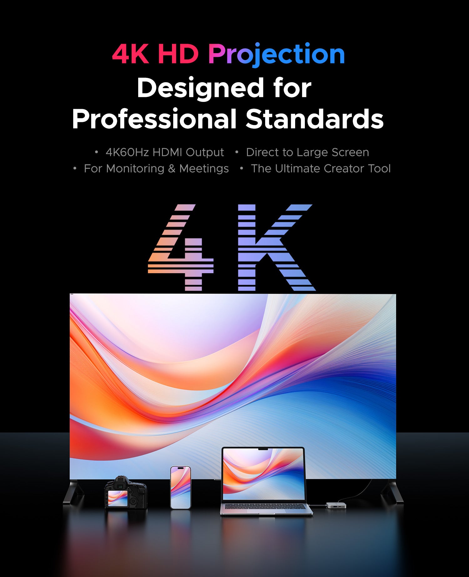 ORICO iPhone hub with 4K 60Hz HDMI output for connecting iPhone to external displays.