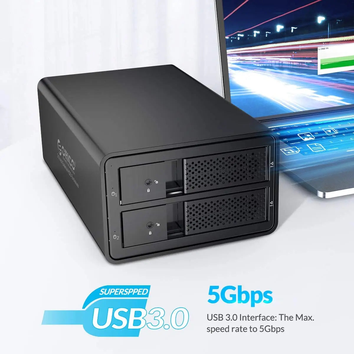 ORICO 2 Bay Pop-up Design USB 3.0 3.5 inch External Hard Disk Enclosure Orico