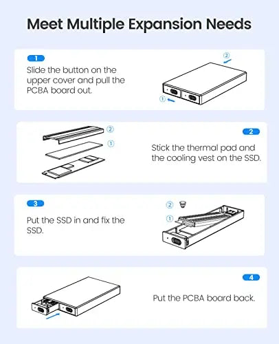ORICO Aluminum Dual-bay M.2 NVME + SATA SSD Enclosure ORICO