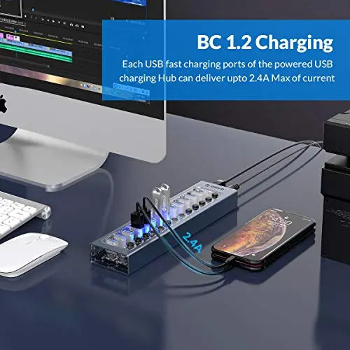 ORICO Transparent USB 3.0 Individual Power Switches 13 Ports Hub ORICO