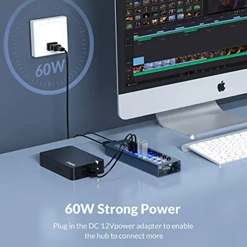 ORICO Transparent USB 3.0 Individual Power Switches 13 Ports Hub ORICO