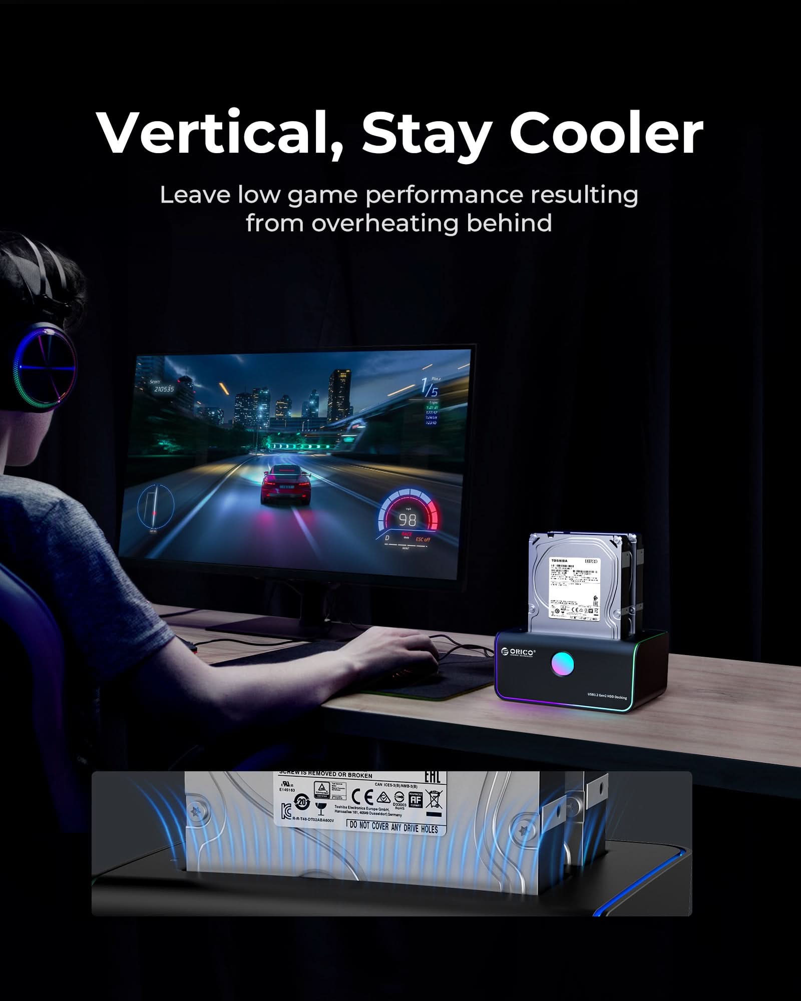 ORICO RGB Singel Bay SATA HDD/SSD Docking Station - Orico