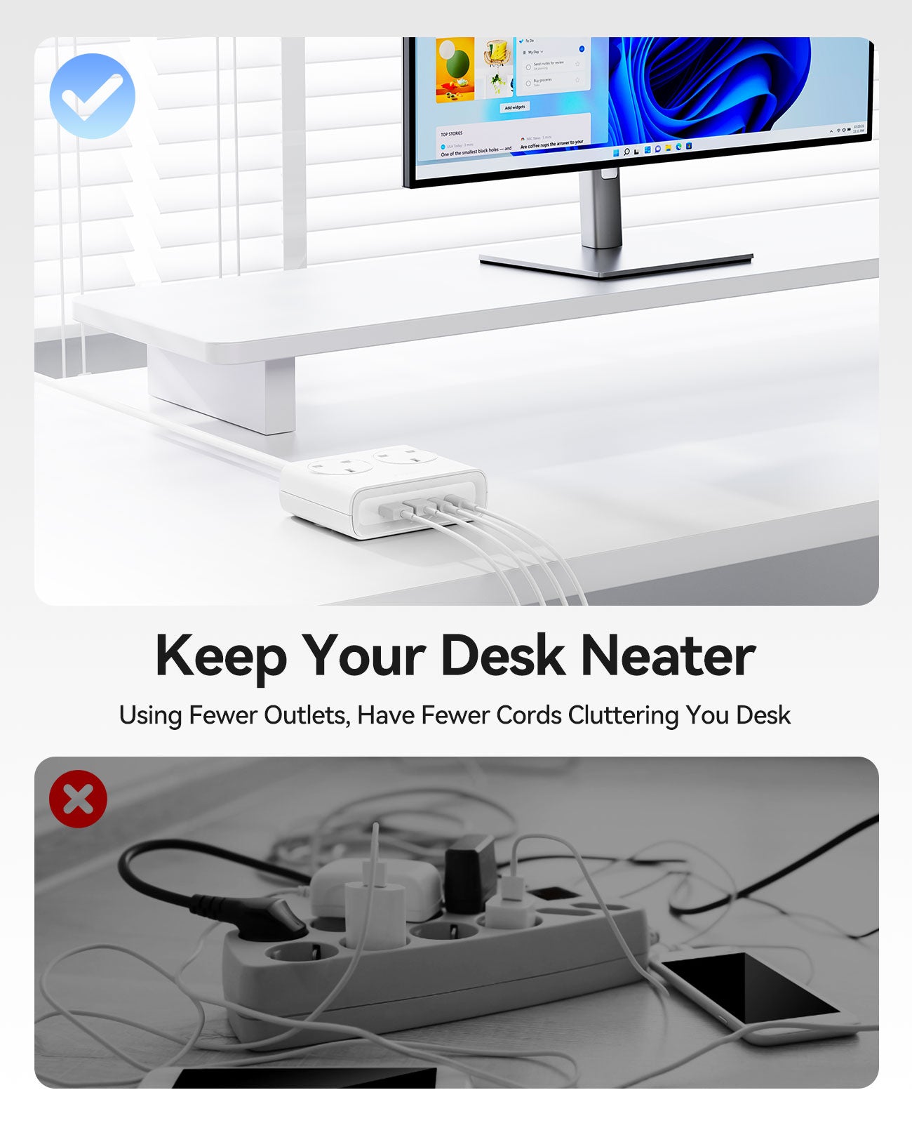 ORICO Power Brick UK Plug 25W GaN 6-in-1 Power Strip