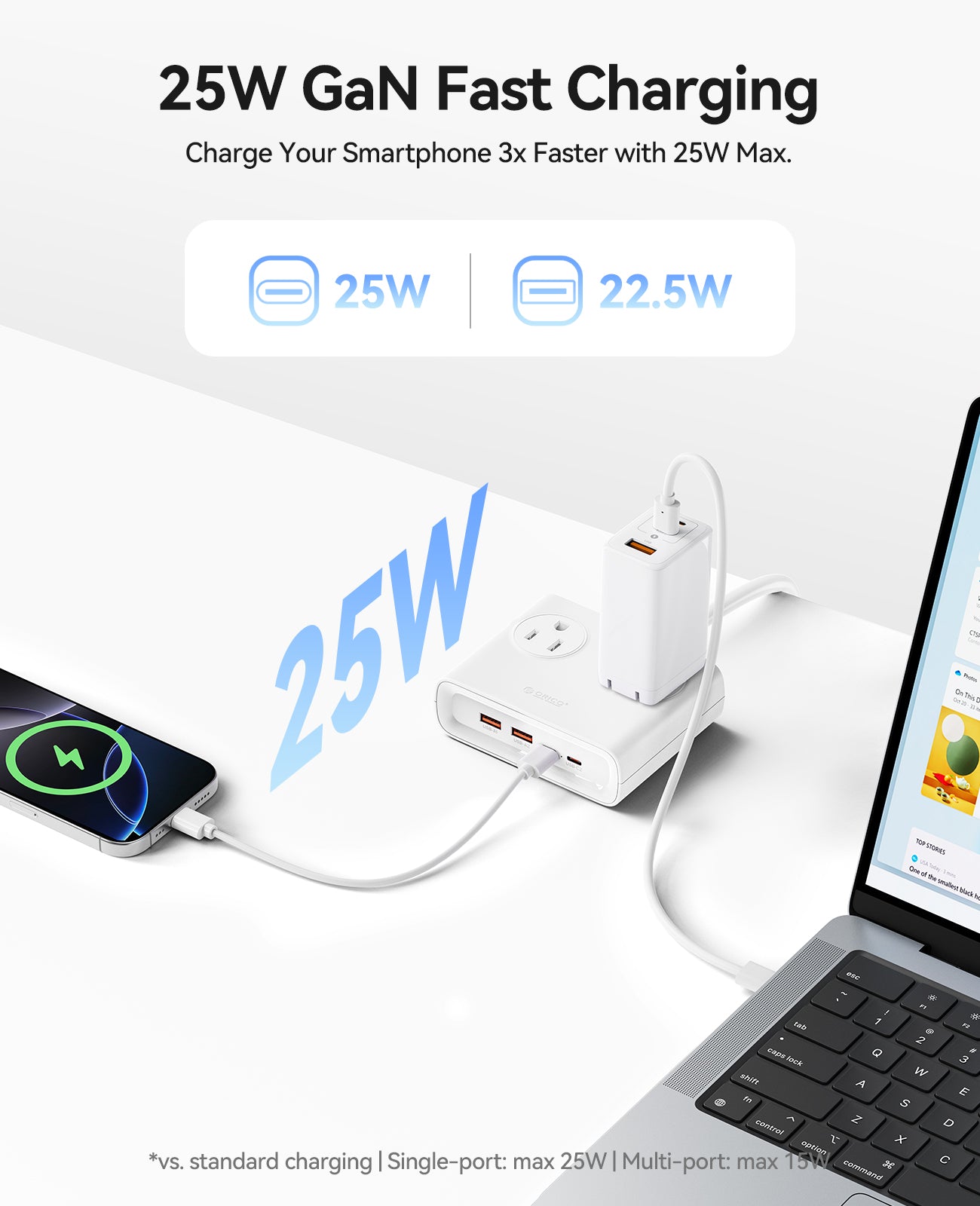 ORICO Power Brick US Plug 25W GaN 8-in-1 Power Strip