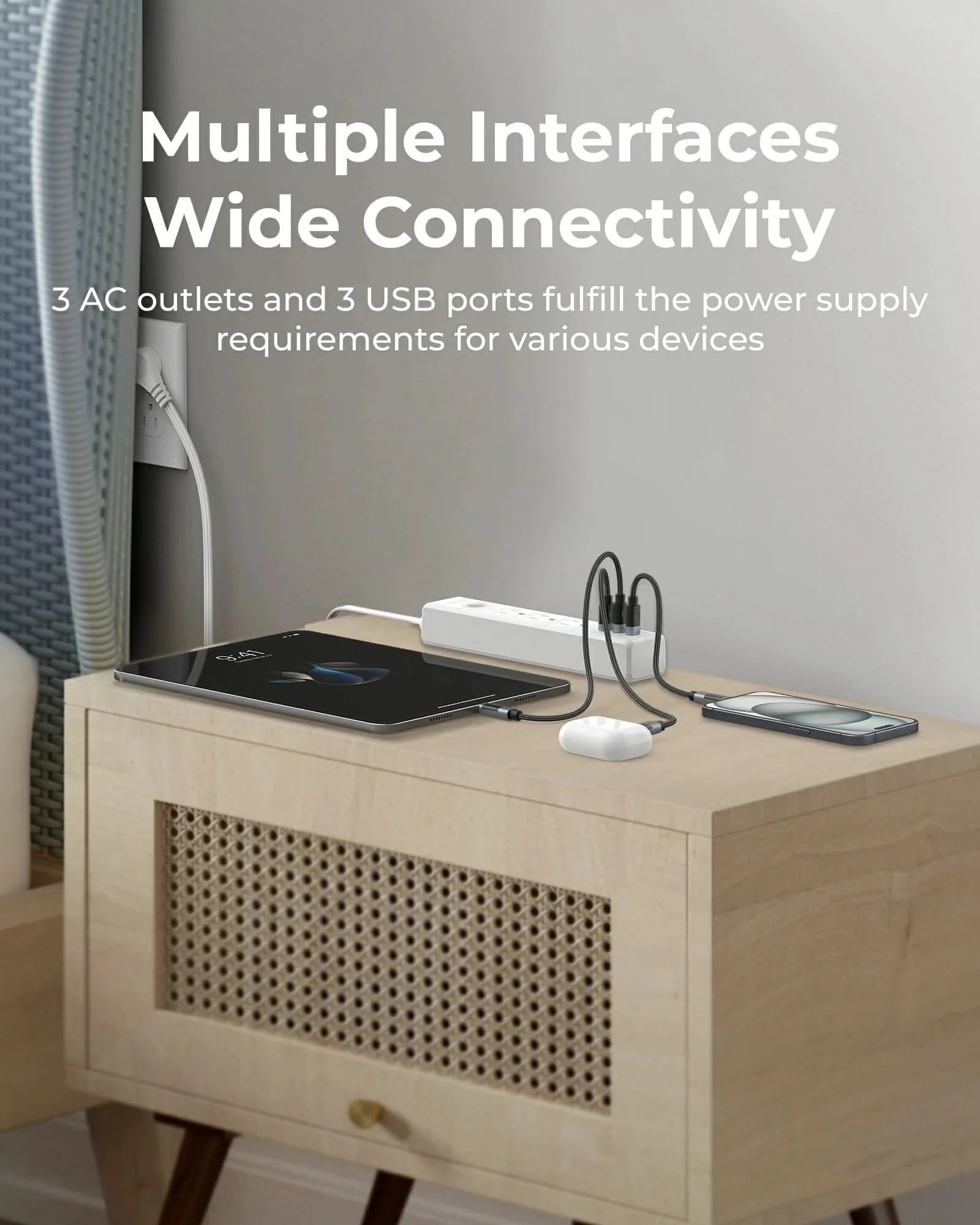ORICO Household Power Strip 1250W with 3 AC Outlets and 3 USB Ports - Orico