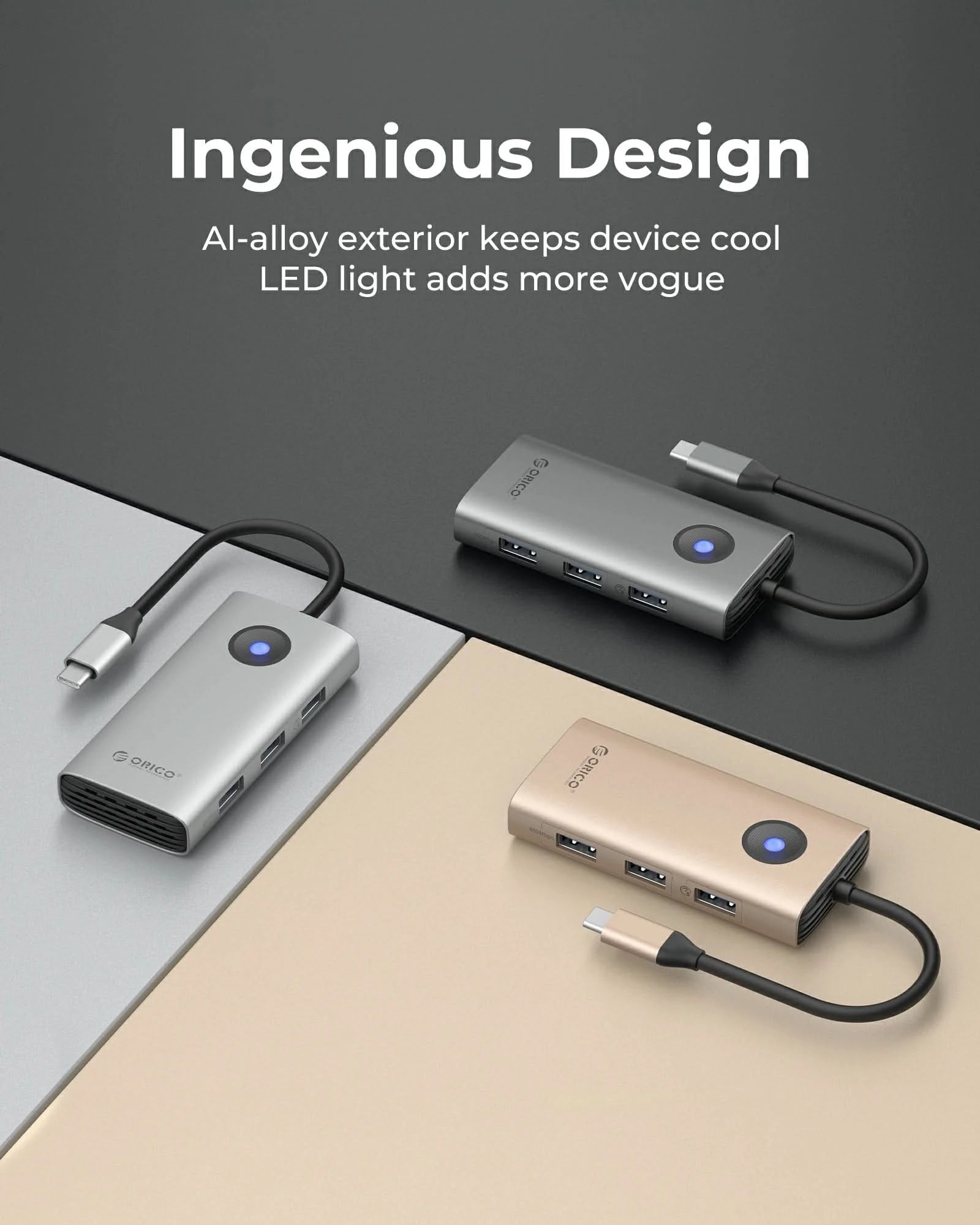 ORICO LED Light 5-in-1 60W Power Delivery Docking Station - Orico