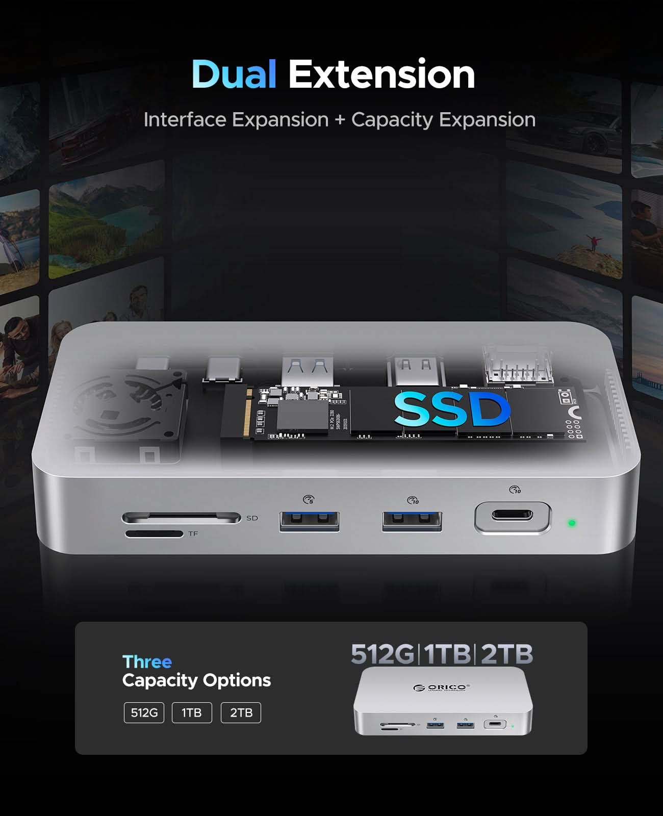 ORICO SJ10 DockDrive 10-in-1 Docking Station with Bulit in SSD - Orico