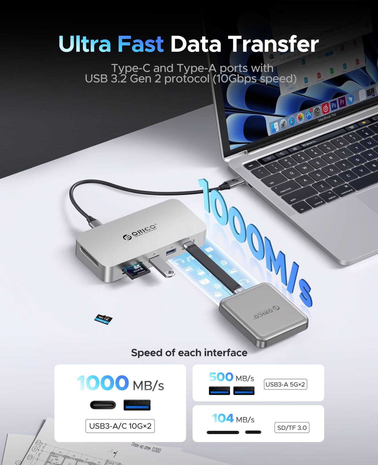ORICO SJ10 DockDrive 10-in-1 Docking Station with Bulit in SSD - Orico