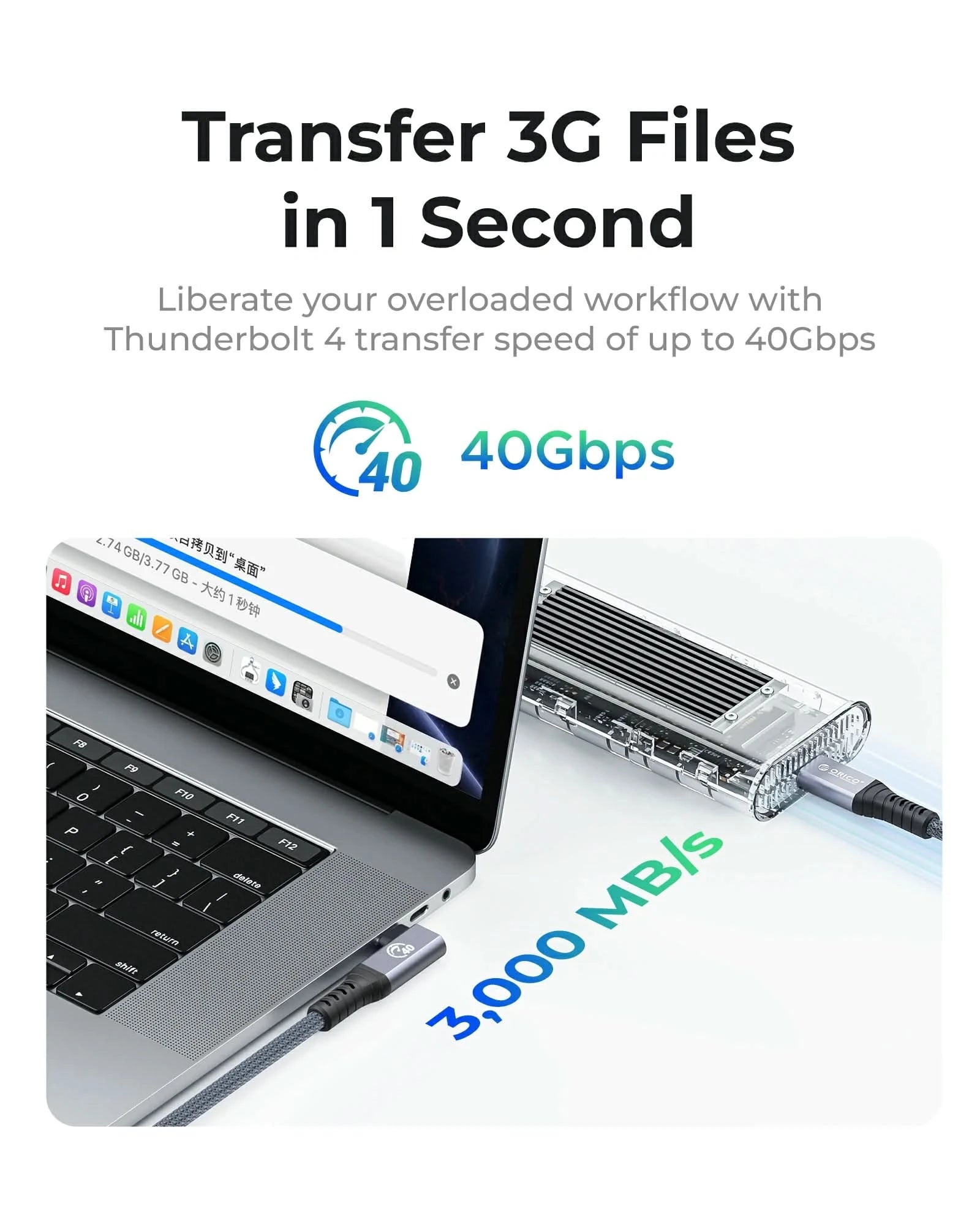 ORICO Thunderbolt 4 40Gbps Type-C 100W Charging Right-angle Cable - Orico