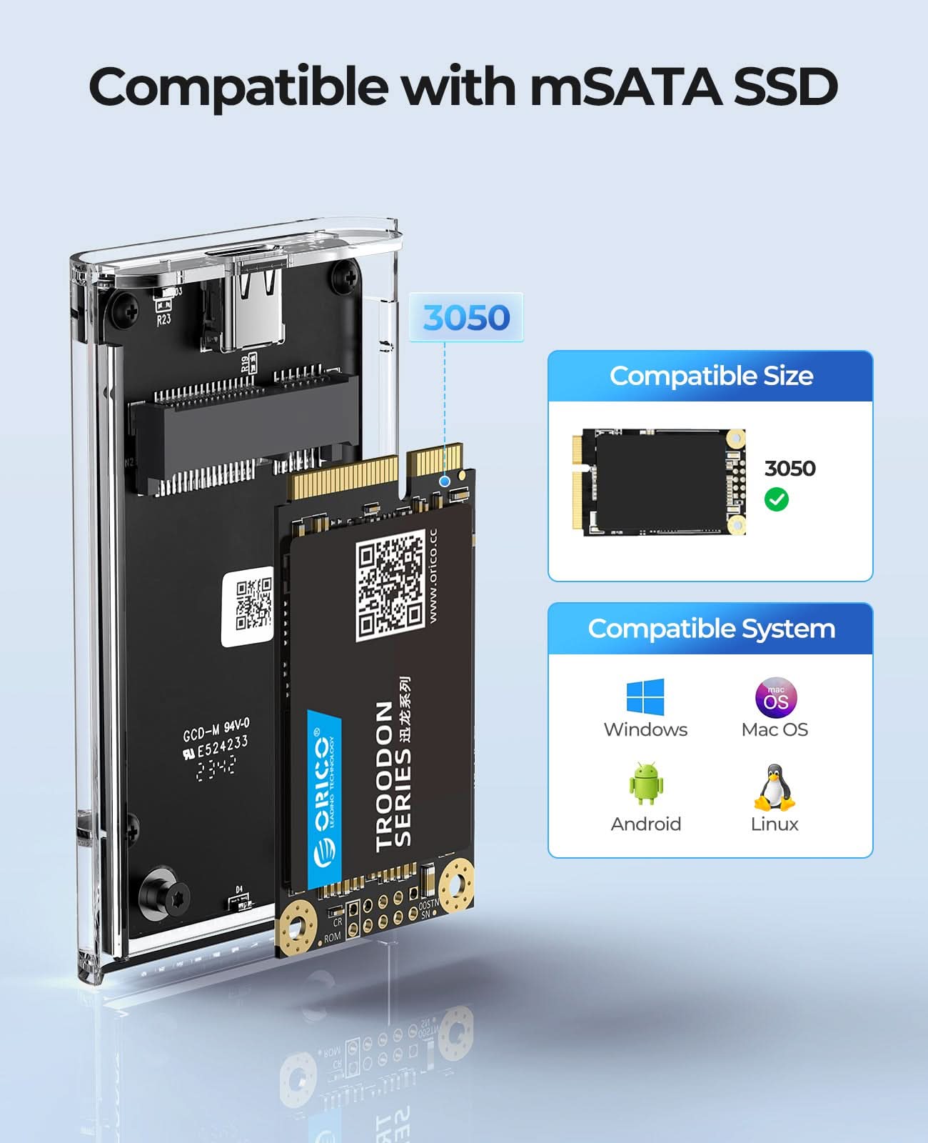 ORICO Transparent 5Gbps mSATA SSD Enclosure - Orico