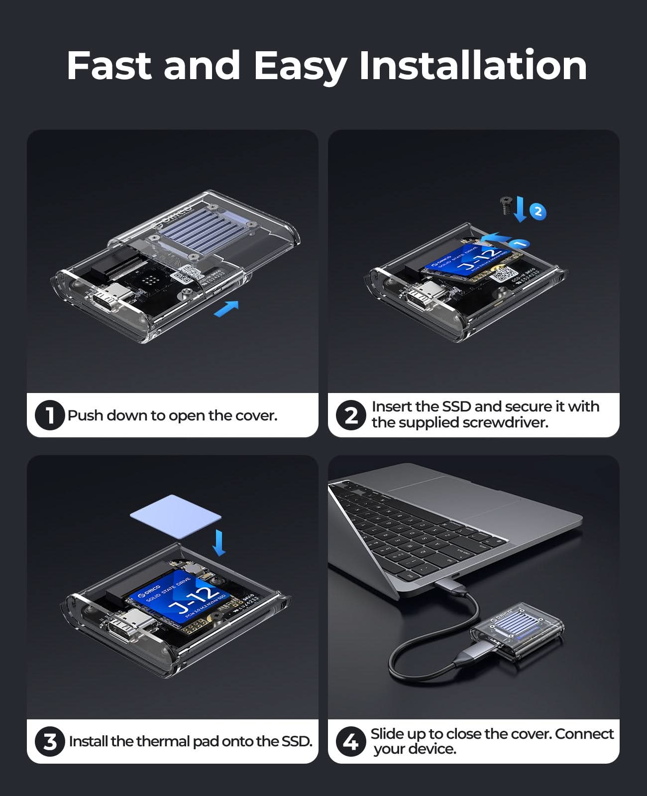 ORICO Transparent 10Gbps M.2 2230 SSD Enclosure - Orico