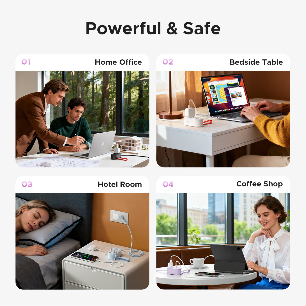 ORICO 7-in-1 Portable Power Strip for Home Office, Bedside, Hotel Room, Coffee Shop, Multi-Device Charging Station for Travel & Daily Use