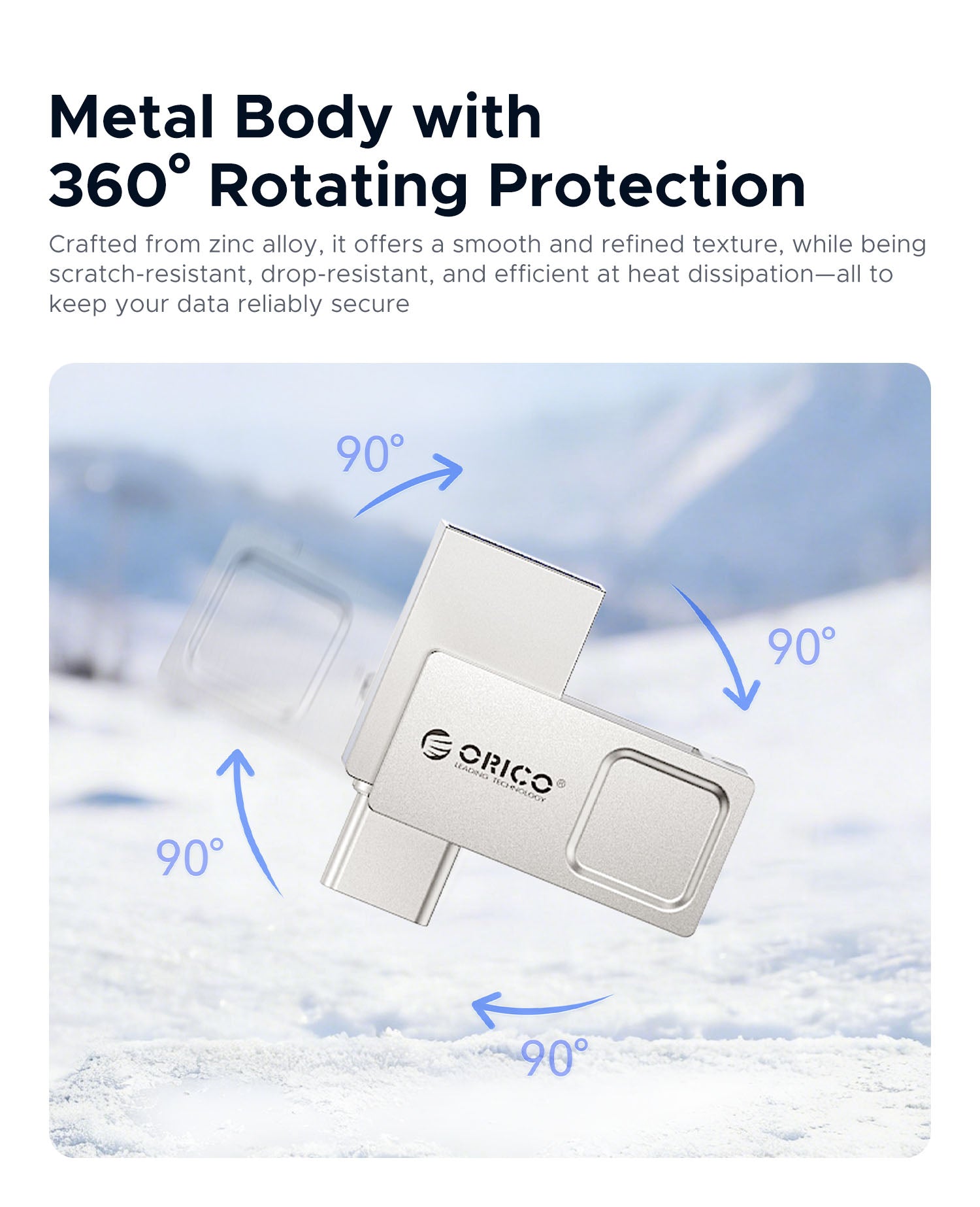 ORICO U301 Zinc Alloy Flash Drive, 360° Rotating Protection, Scratch-resistant Drop-resistant Heat Dissipation