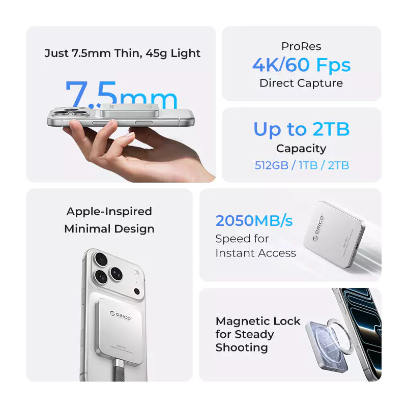 ORICO K20MINI Ultra-Slim Magnetic Portable SSD for iPhone Orico