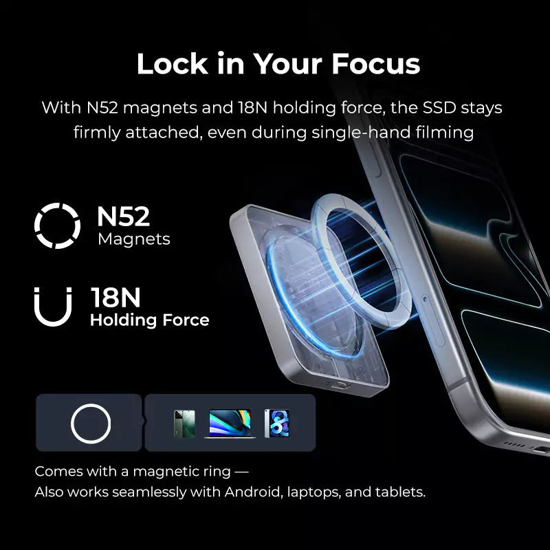 ORICO K20Mini portable SSD with N52 magnets and 18N holding force for stable video recording