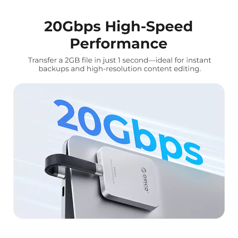 ORICO K20Mini portable SSD with 20Gbps high-speed performance for fast file transfers and backups