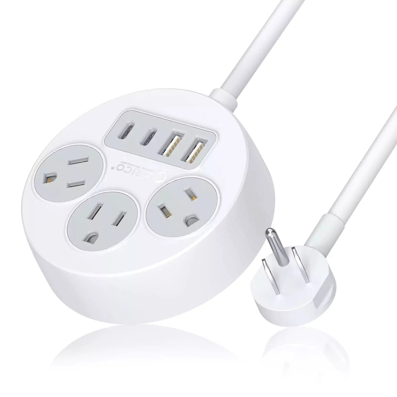 ORICO 7 in 1 Flat Plug Travel Power Strip with USB Ports - Orico
