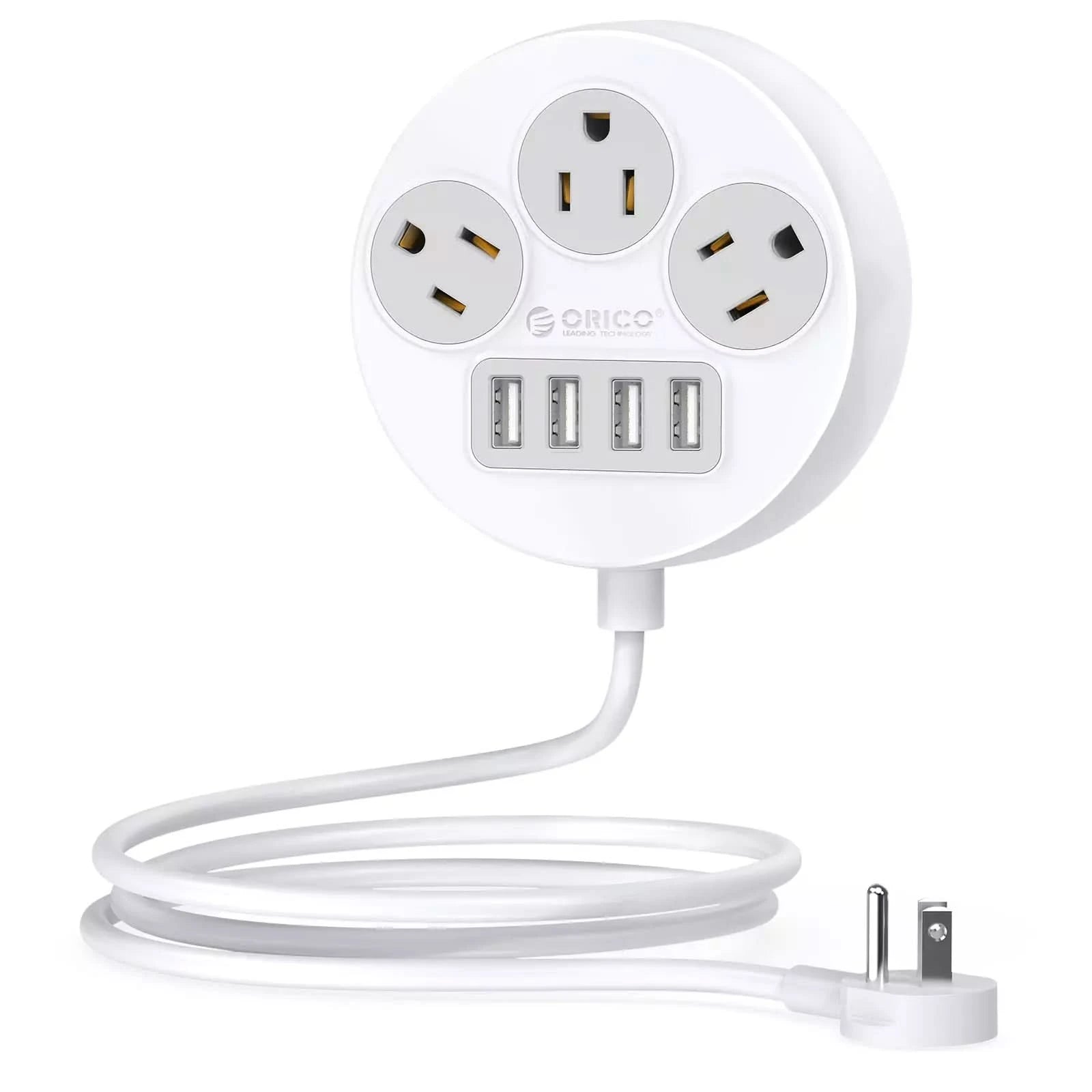 ORICO 7 in 1 Flat Plug Travel Power Strip with USB Ports - Orico