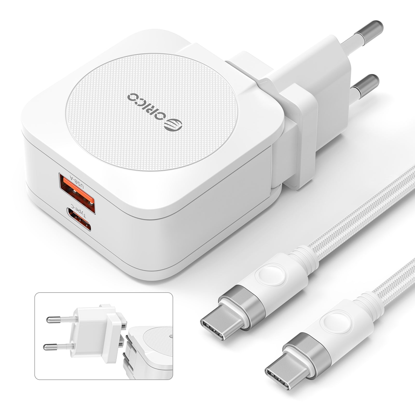 ORICO Foldable GaN 65W Charger Set, Dual PD 3.0 Port - Orico