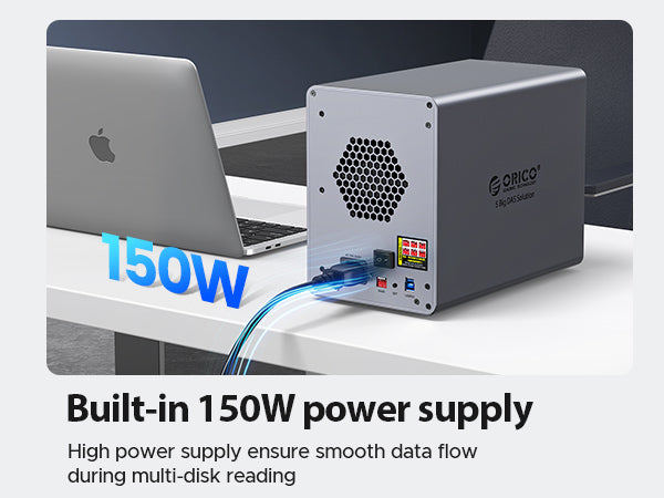 Built‑in 150W power supply – ensures smooth data flow during multi‑disk reading.