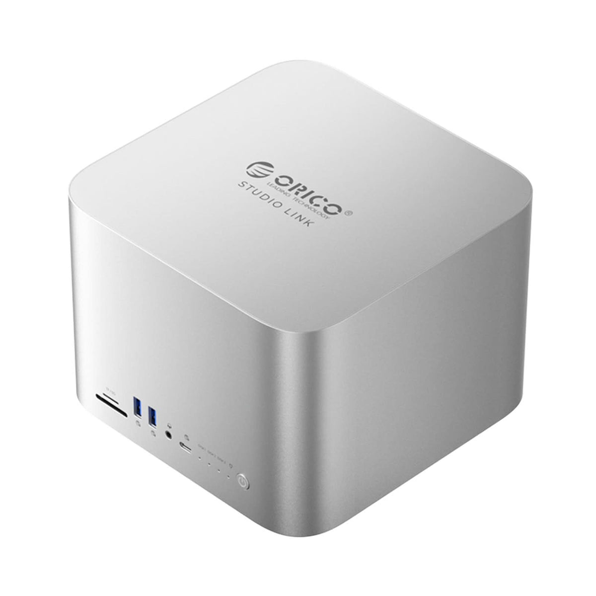 ORICO STH03 Hub Per Mac Mini 2024: Type-C + 2 USB + Audio 3,5 Mm, Interruttore E Raffreddamento 360°, ABS Argento